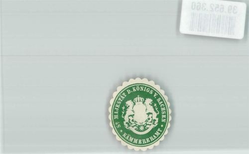 Sr. Majestät d. Königs v. Saschsen Kämmereramt