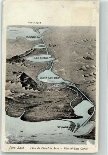 Port Said 1924 Vogelschau Suezkanal