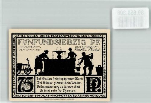 Paderborn 1921 75 Pfennig Paters Kirche