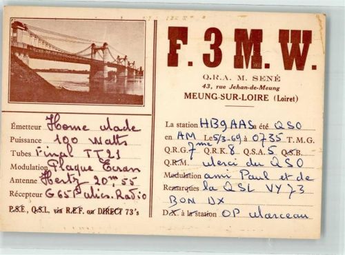 Meung-sur-Loire 1969 Amateurfunk QSL-Karte