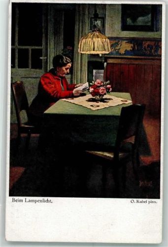 Beim Lampenlicht Alte Frau liest in einem Buch Moderne Münchener Meister No. 63