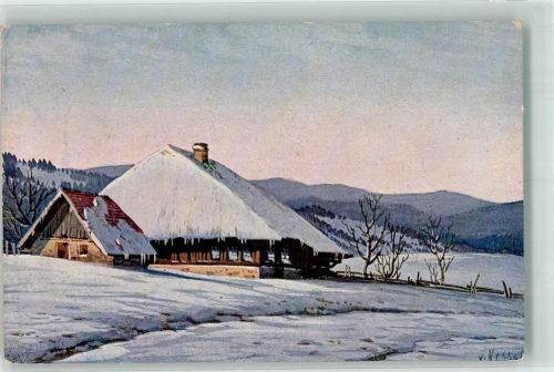 Ein einsamer Schwarzwaldhof in winterlicher Landschaft Verlag Geschwister Moos Serie IV No. 6