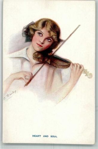 Junge Frau spielt auf der Geige Heart and Soul Carlton Publishing Co. Series No. 674/3