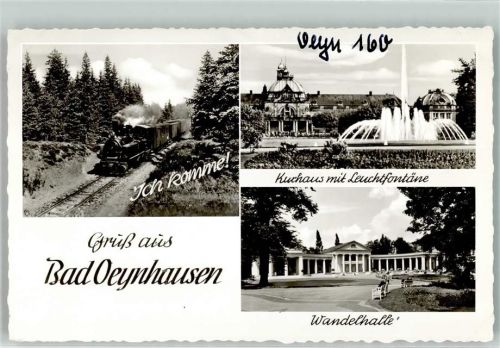 Bad Oeynhausen Kurhaus mit Leuchtfontäne Wandelhalle Dampflok