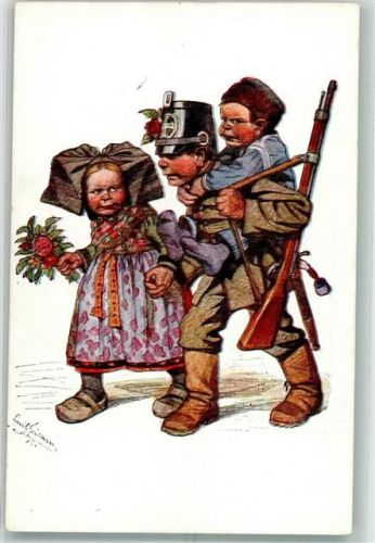 1915 Kind in Uniform Elsässer Tracht Künstlerkarte Nr. 23 Verlag Siegfried Bäcker