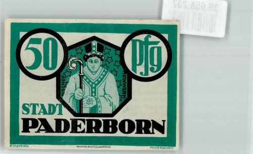 Paderborn 1921 50 Pfennig Zur Zeit des Bischofs Meinwerk