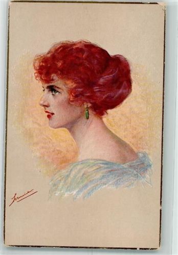 Nr. 293 sign. Schneider Junge rothaarige Frau im Profil