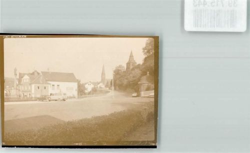 Burgbrohl Straße Kirche Auto Denkmal Ort handschriftlich Foto Original aus Archiv eines Ansichtskartenverlags