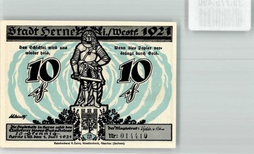 Herne 1921 10 Pf. Nr. 014410