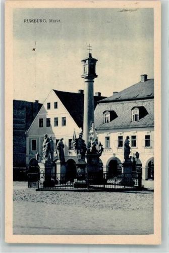 Rumburk 1928 Landpost Naundorf über Neukirch Denkmal Säule marktplatz