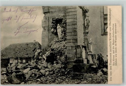 Burnhaupt-le-Haut 1915 Kirche zerstört Feldpost WK I Landw.Inf.Regts. 120 1.Batl.