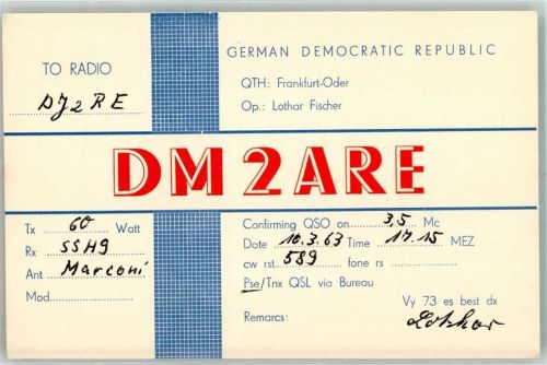 Frankfurt 1963 Amateurfunk DM2ARE QSL-Karte