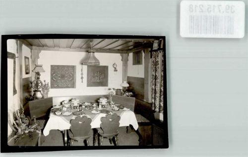 Morlesau Hotel Pension Nöth gedeckter Tisch Wandbild Eckbank Lampe Spinnrad Ort handschriftlich Foto Original aus Archiv eines Ansichtskartenverlags