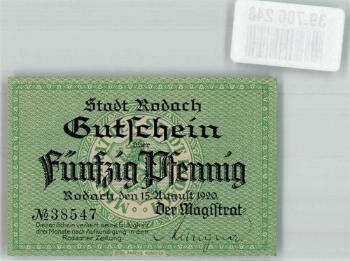 Rodach 1920 50 Pfennig