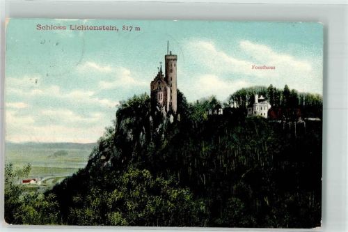 Honau 1909 Schloss Lichtenstein Forsthaus Hüttenstempel