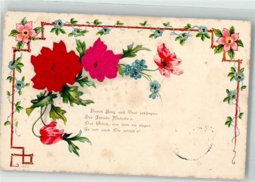 1901 mit Echtstoffaplikation Rosen Spruch