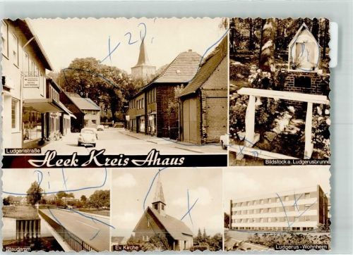 Heek Hotel Ludgeristrasse ev. Kirche Pension Foto Original aus Archiv eines Ansichtskartenverlags