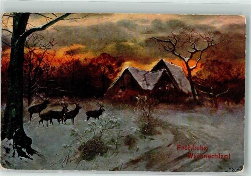 1909 Stroefer Serie 930 Weihnachten Hirsche