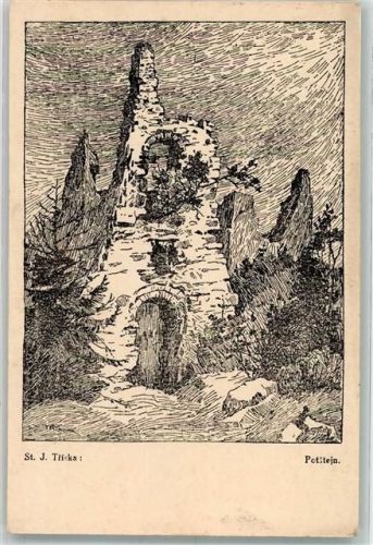 Jablonec n. Nisou 1925 sign. Triska Burg Ort lt. Stempel