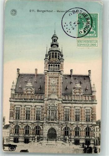 Bergerhout 1914 Rathaus Briefmarke Bildseite