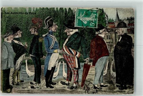 1911 Die Behörden des Landes Gänse Künstlerkarte