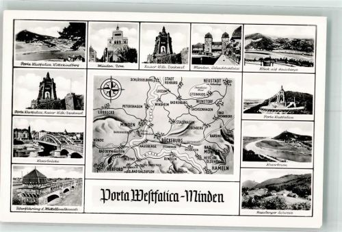 Minden Denkmal Kaiser Wilhem Weserbrücke Hausberge Dom Landkarte