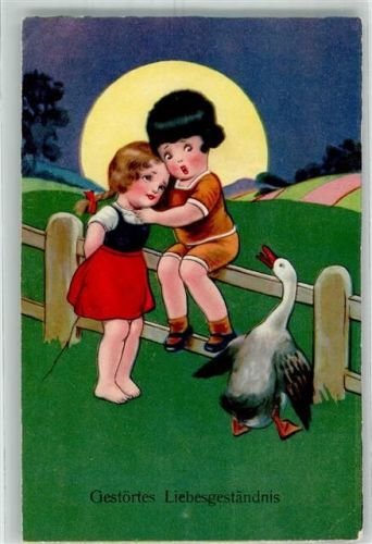 Nr. 1797 Gans stört im Mondschein zwei Kinder bei ihrem Liebesgeständnis