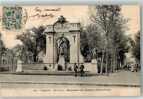 Chartres 1905 Denkmal des Enfanfts d´Eure-et-Loir Briefmarke Bildseite