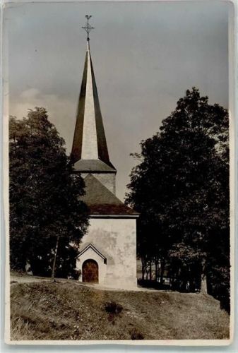 Rödgen Kirche Ort handschriftlich Foto Original aus Archiv eines Ansichtskartenverlags
