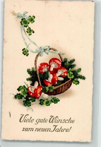 1923 Korb Tannenzweig Glücksklee Neujahr Verlag HWB Serie 1961