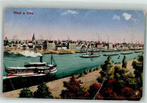 Riesa 1917 Dampfschiffe Elbe Feldpost WK I