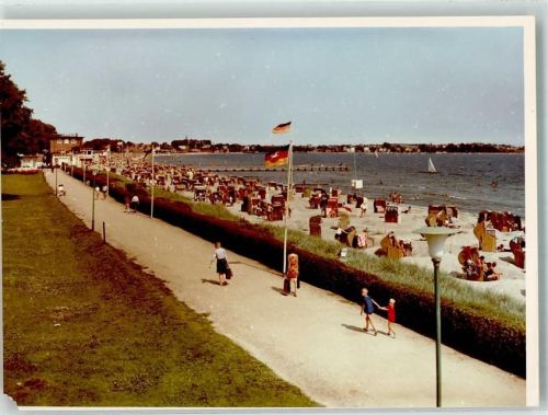 Eckernförde Schwimmbad Strand Ort handschriftlich Foto Original aus Archiv eines Ansichtskartenverlags