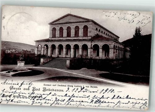 Bad Brückenau 1910 Denkmal König Ludwig I. von Bayern Kursaal