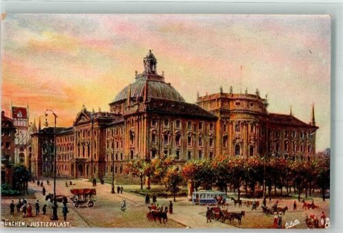München Justizpalast Kutsche Tucks Oilette Nr.169B