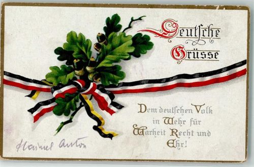 1917 Eichenlaub und Band Deutsche Grüße Vers
