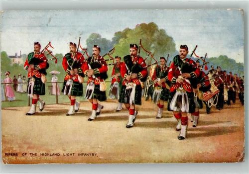 Edinburgh Künstlerkarte sign. Oilette Nr. 642 Pipers of the Highland