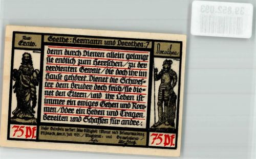 Pößneck 1921 75 Pf. Goethe Hermann u. Dorothea 7