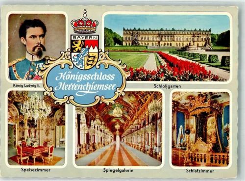 Wappen Schloß Herrenchiemsee Speisezimmer Schlafzimmer Foto AK