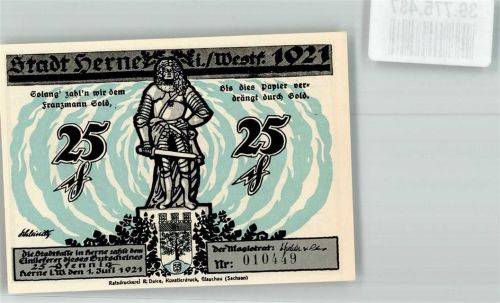 Herne 1921 25 Pf. Nr. 010449
