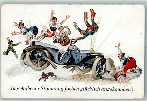1937 Der Fahrer eines Automobiles baut einen Unfall bei dem die Passagiere den Halt verlieren Schw. K.V. Nr. 267