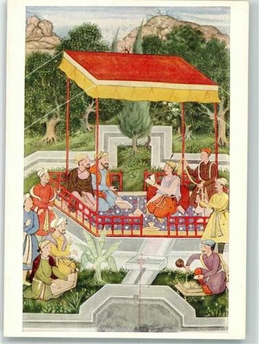 Empereur Akbar Pharma Böhringer Werbung Serie , Moghul Miniatur Malerei 17. Jahrh.