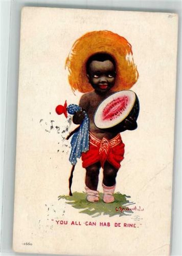 1907 sign. Bernhardt C. Kind American Card Little Coons Series Nr. 59 Künstlerkarte