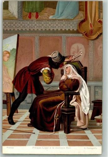 Nr. 29852 Nonne Maler mit einer Staffelei Mittelalter Filippo Lippi e la monaca Buto von Castagnola