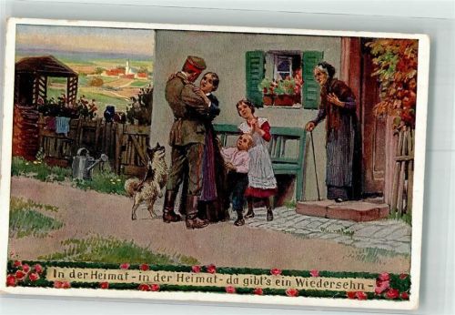 1915 Frauen Kinder Spitz Unsere Feldgrauen In der Heimat da gibts ein Wiedersehn sign. Hey, Paul Nr.7 Feldpost Regiment Nr.167