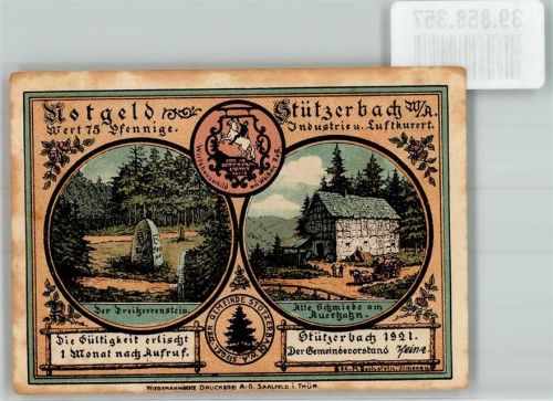 Stützerbach 1921 75 Pfennig