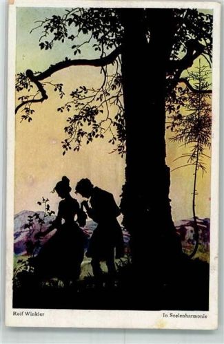 sign. Winkler, Rolf In Seelenharmonie Liebespaar unter einem großen Baum Verlag Hans Kohler & Co. Serie 603