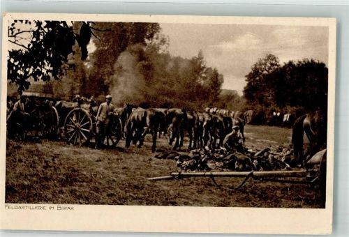 1915 Rastende Kolonne der deutschen Feld-Artillerie Verlag Eger Nr. 24 Feldpost Armee-Proviant-Amt 8. Armeekorps