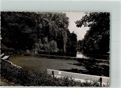 Moers Schlossteich Ort handschriftlich Foto Original aus Archiv eines Ansichtskartenverlags