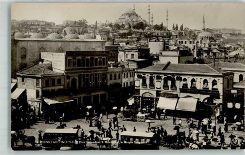 Konstantinopel Pferdestraßenbahn Place Ernine-Erun Moschee Suleymania