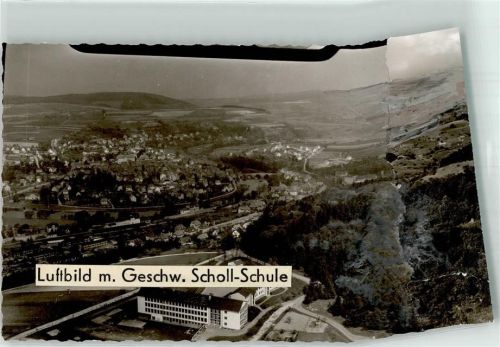 Melsungen Foto Original aus Archiv eines Ansichtskartenverlags Fliegeraufnahme Geschw. Scholl-Schule Ort handschriftlich